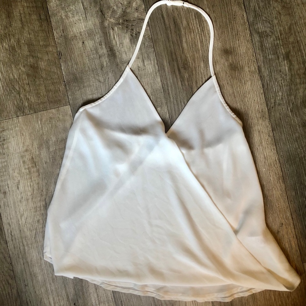 White Faux Wrap Halter Top